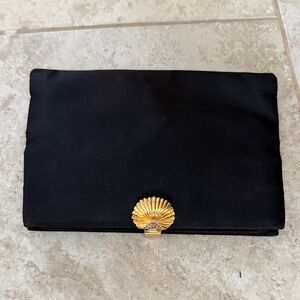 Elegant Vintage Black Clutch with Gold Accent